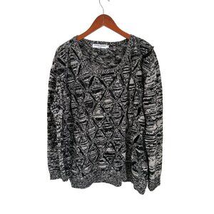 OPENING CEREMONY BLACK KNIT CUT OUT DIAMONDS JUMPER SWEATER WOOL BLEND M